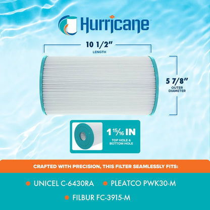 Hurricane 2 Pk Advanced Spa Filter Cartridge, Pleatco PWK30-M & Unicel C-6430RA