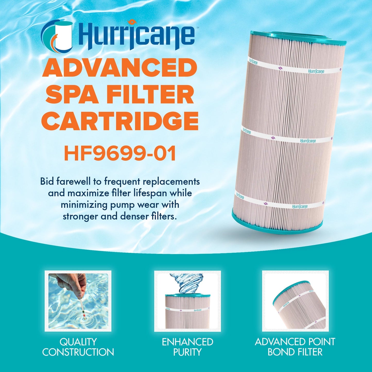 Hurricane 2 Pack HF9699-01 Advanced Pool and Spa Filter Cartridge Replacement