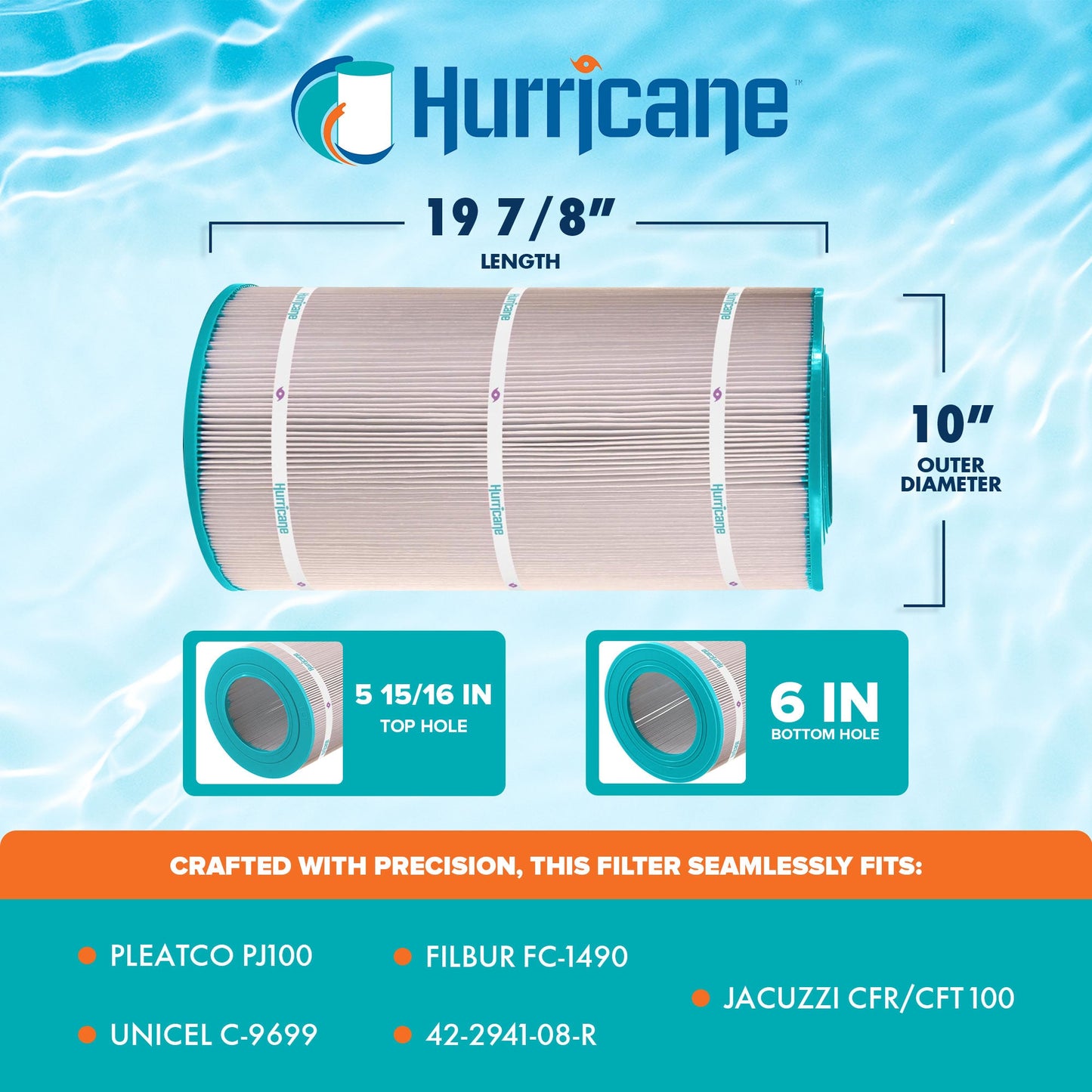Hurricane HF9699-01 Advanced Pool and Spa Filter Cartridge Replacement, White