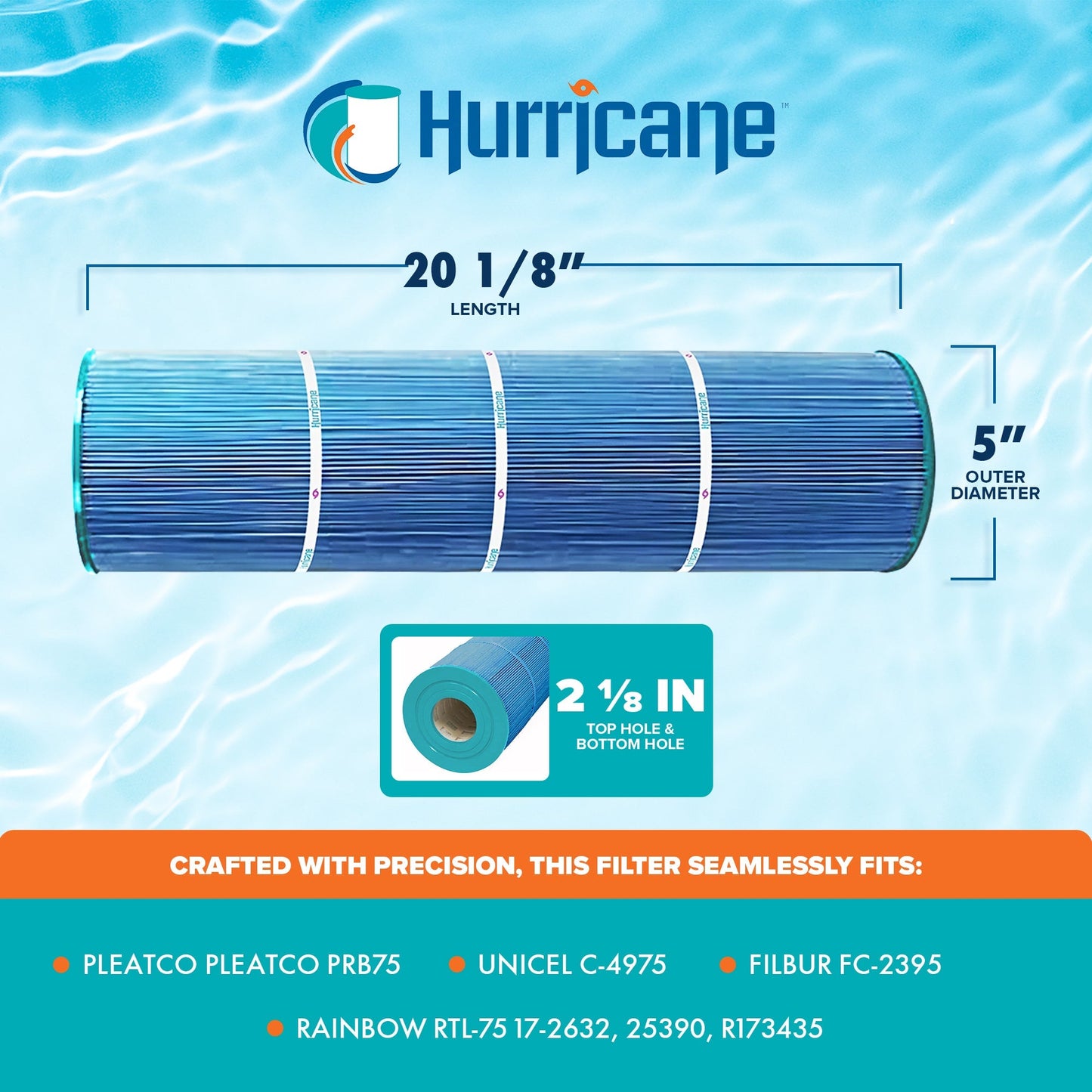 Hurricane Elite Aseptic Spa Filter Cartridge for PRB75 and Unicel C-4975, 2 Pack