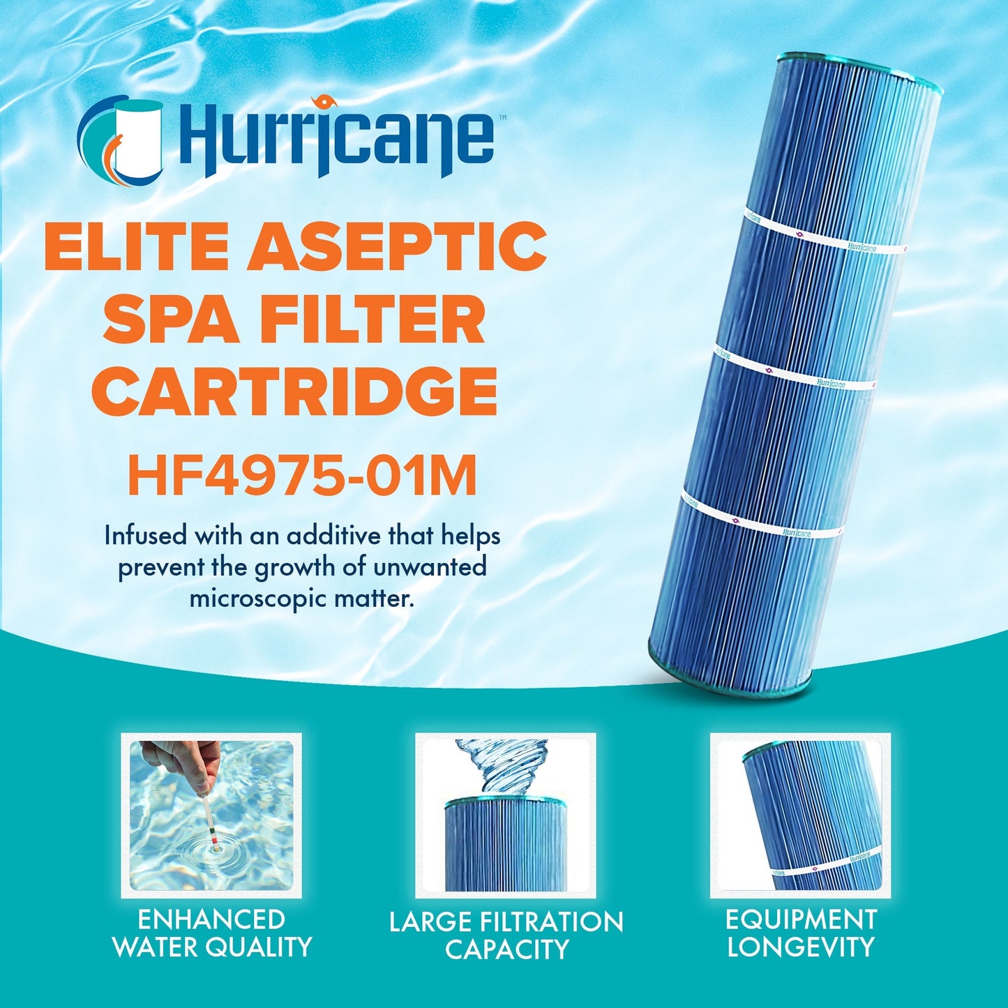 Hurricane HF4975-01M Elite Aseptic Spa Filter Cartridge for PRB75, Unicel C-4975