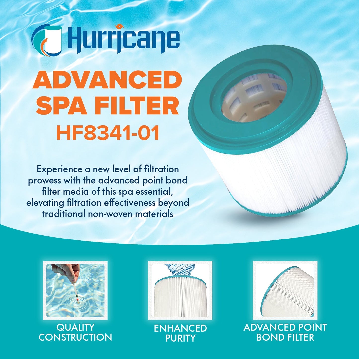 Hurricane Advanced Spa Filter Cartridge for PM35SC-F2M & Unicel 5CH-352, 3 Pack