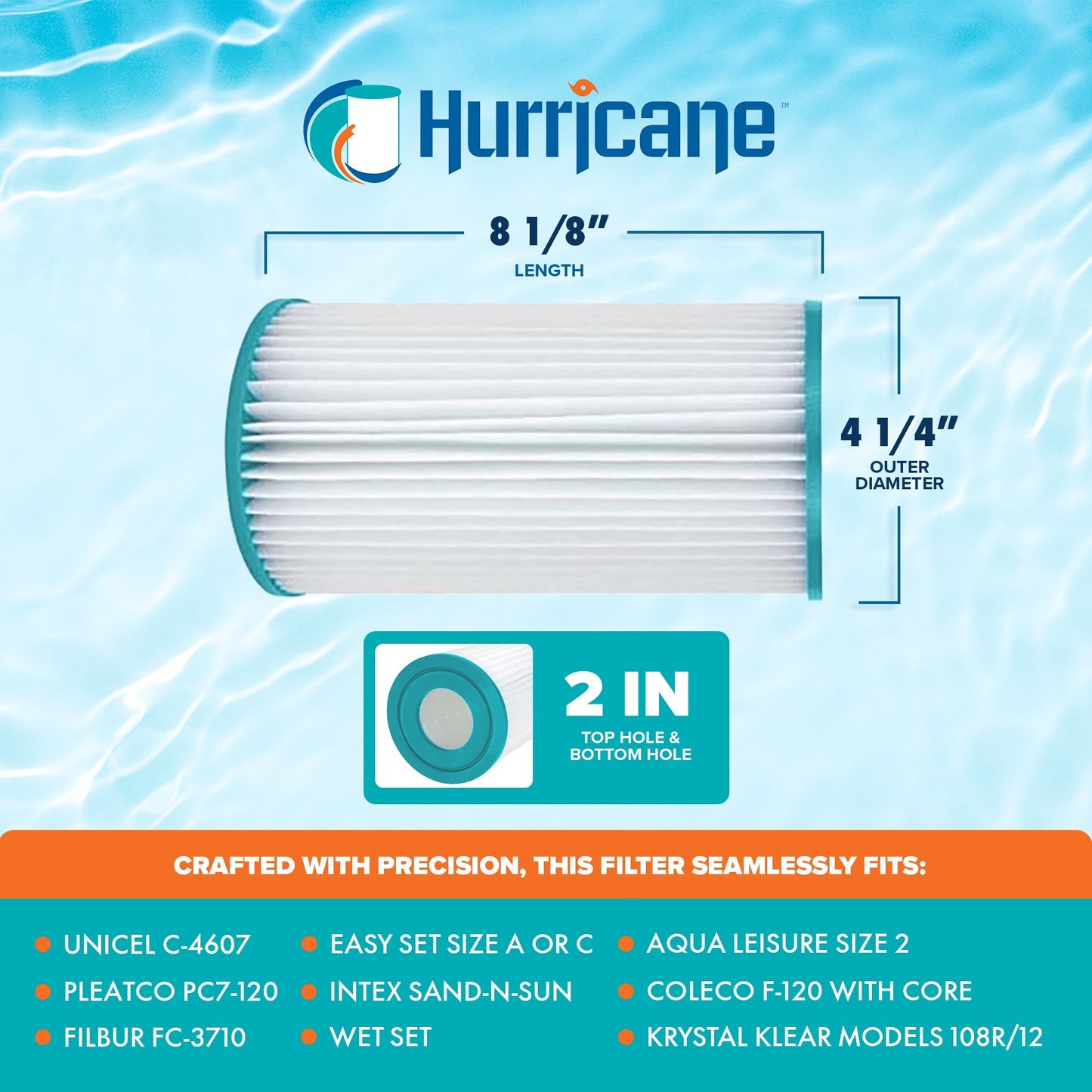 Hurricane 8 Pack HF4607-02 Advanced Pool and Spa Filter Cartridge Replacement