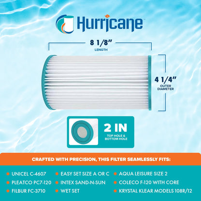 Hurricane 8 Pack HF4607-02 Advanced Pool and Spa Filter Cartridge Replacement
