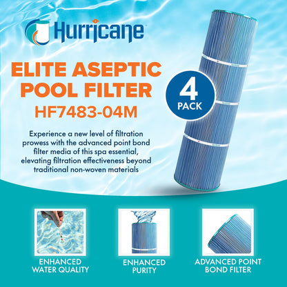 Hurricane 4 Pack HF7483-04M Elite Aseptic Pool Filter Cartridge Replacement