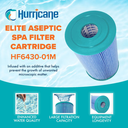 Hurricane 2 Pack HF6430-01M Elite Aseptic Spa Filter Cartridge Replacement, Blue