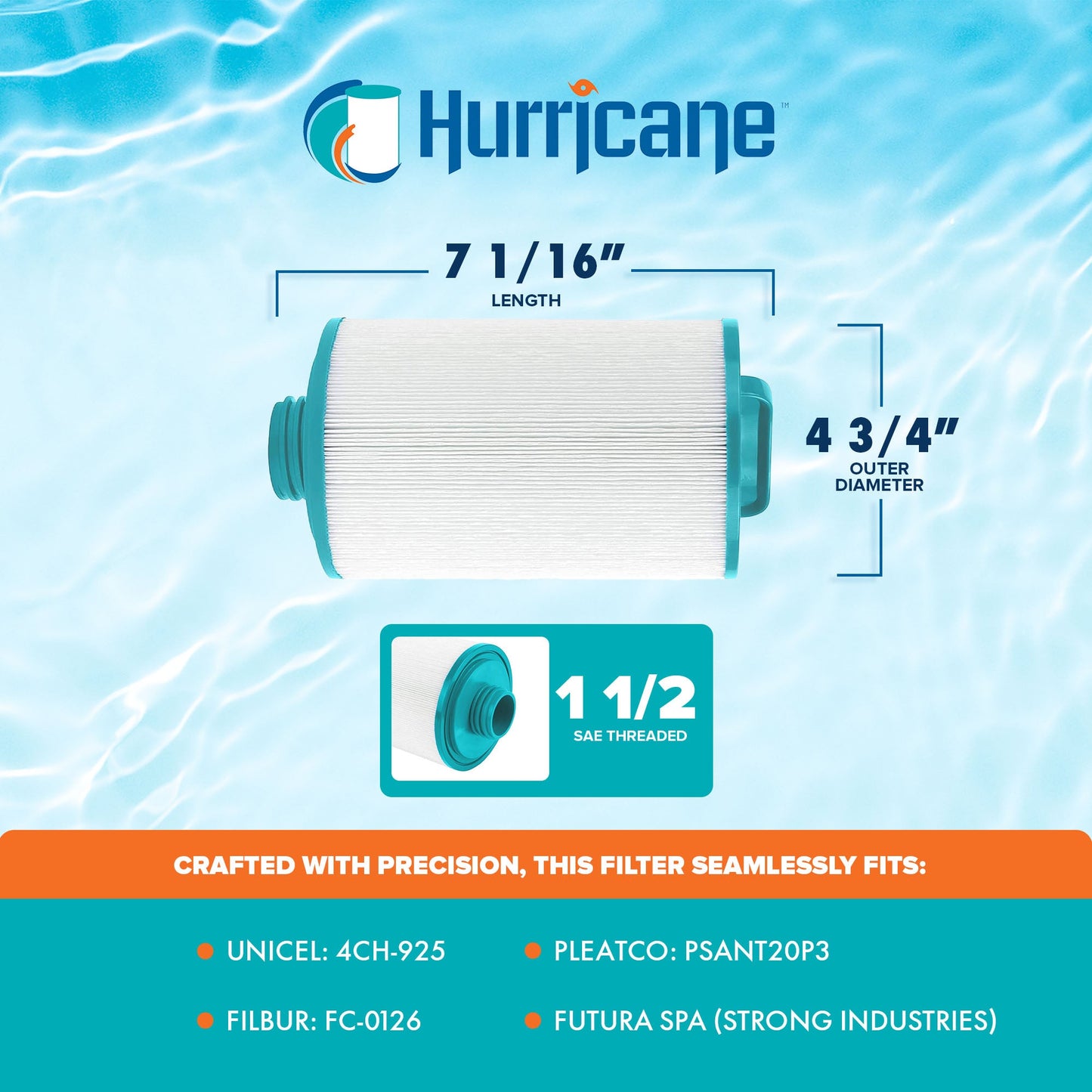 Hurricane Advanced Pool Filter Cartridge Replacement with Advanced Bond Filter