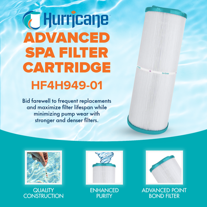 Hurricane 4 Pack HF4H949-01 Advanced Pool and Spa Filter Cartridge Replacement