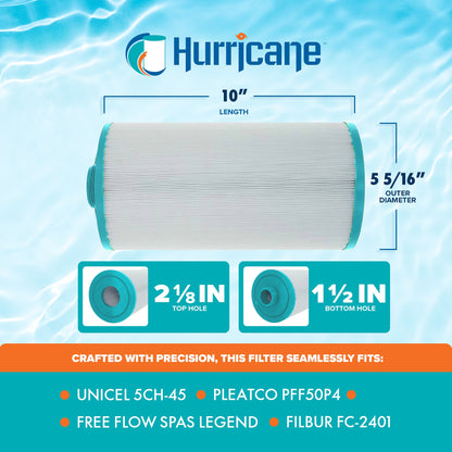 Hurricane 2 Pack HF5H45-01 Advanced Pool and Spa Filter Cartridge Replacement
