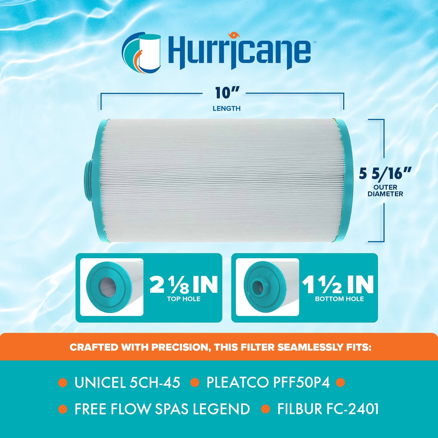 Hurricane HF5H45-01 Advanced Pool and Spa Filter Cartridge Replacement, White