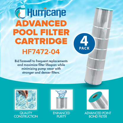 Hurricane 12 Pack HF7472-04 Advanced Pool and Spa Filter Cartridge Replacement