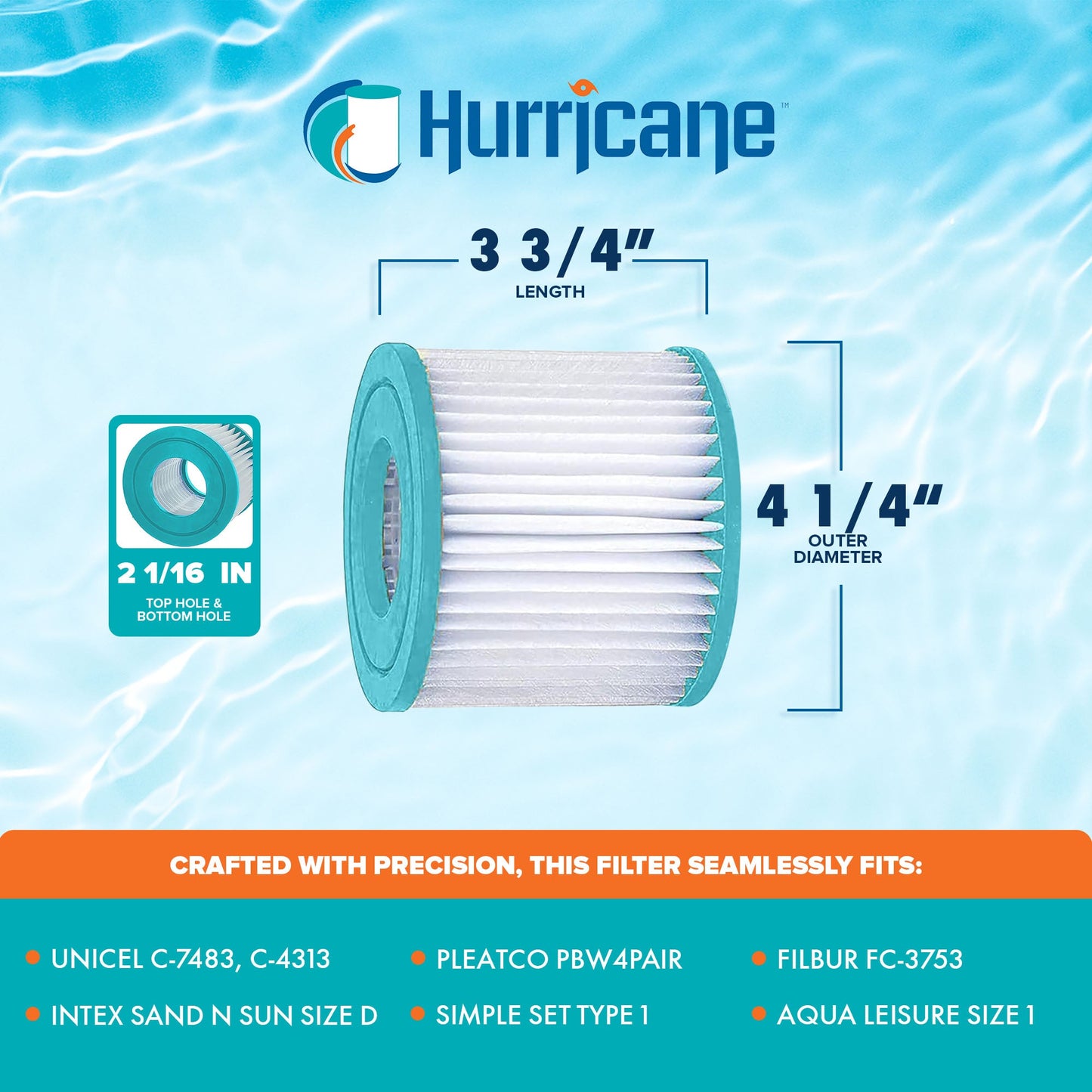 Hurricane 8 Pack HF4313-02 Advanced Pool and Spa Filter Cartridge Replacement