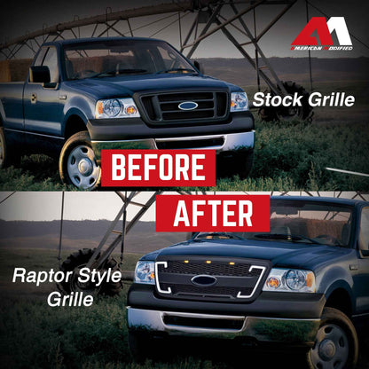 AMERICAN MODIFIED Raptor Style Mesh Grille for 2004-2008 Ford F150, Matte Black