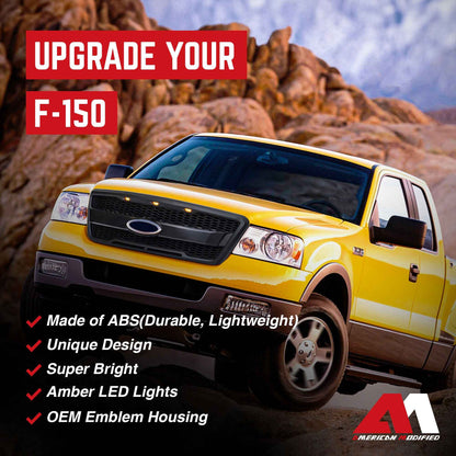 AMERICAN MODIFIED Raptor Style Mesh Grille for 2004-2008 Ford F150, Matte Black