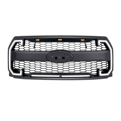 AMERICAN MODIFIED Raptor Style Mesh Grille for 2015-2017 Ford F150, Matte Black