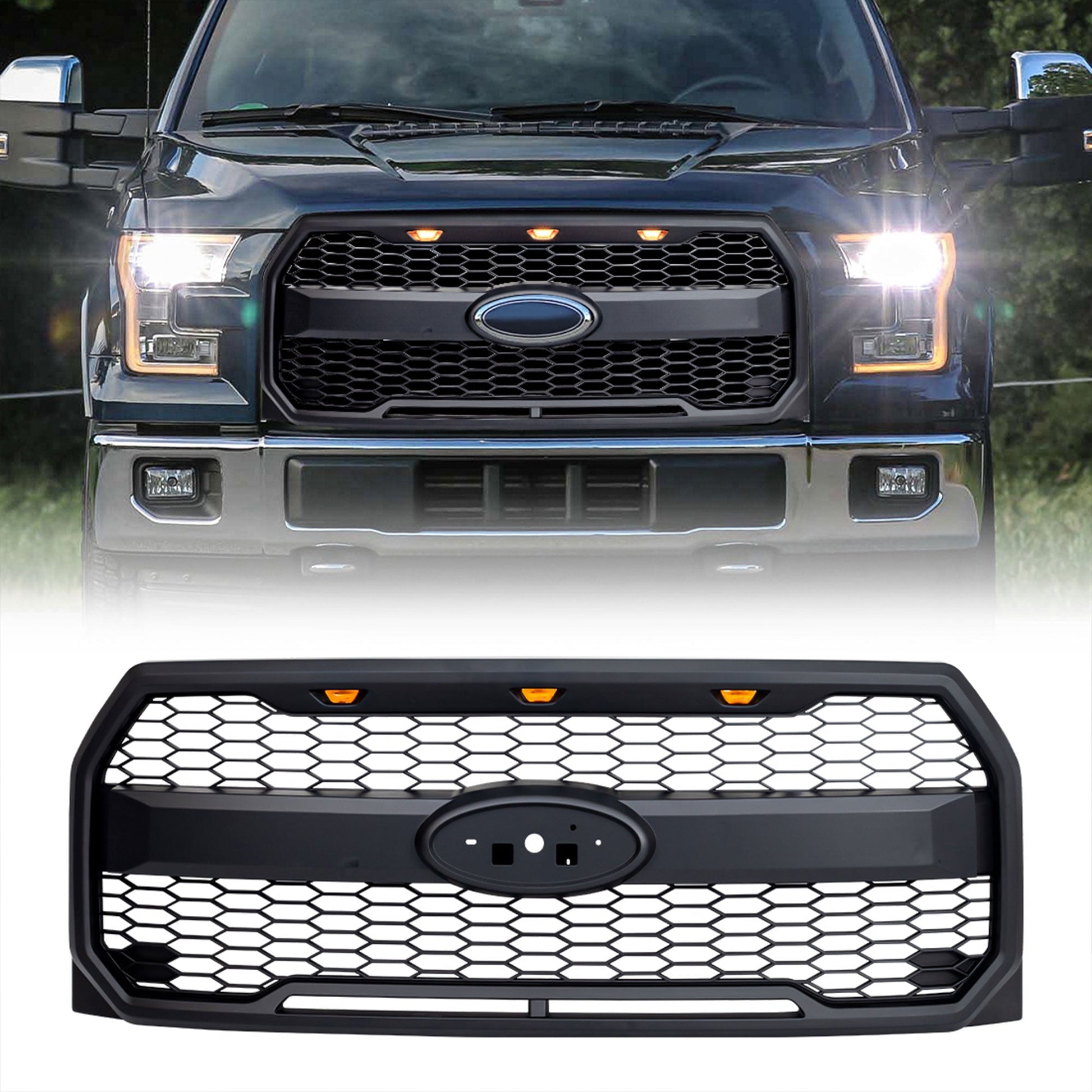 AMERICAN MODIFIED Raptor Style Mesh Grille for 2015-2017 Ford F150, Matte Black - Find Fresh Goods