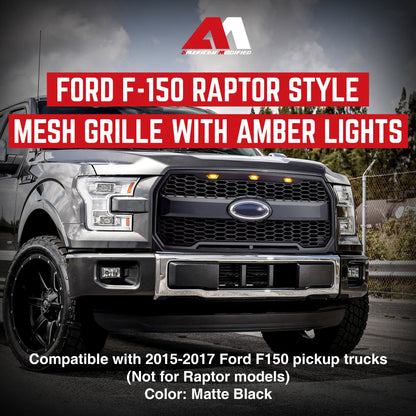 AMERICAN MODIFIED Raptor Style Mesh Grille for 2015-2017 Ford F150, Matte Black - Find Fresh Goods
