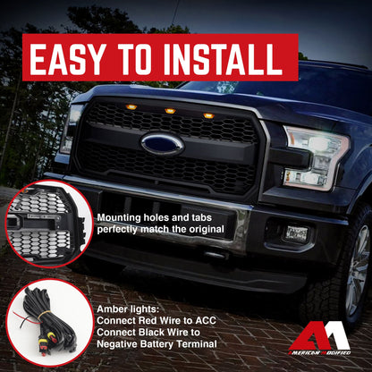 AMERICAN MODIFIED Raptor Style Mesh Grille for 2015-2017 Ford F150, Matte Black - Find Fresh Goods