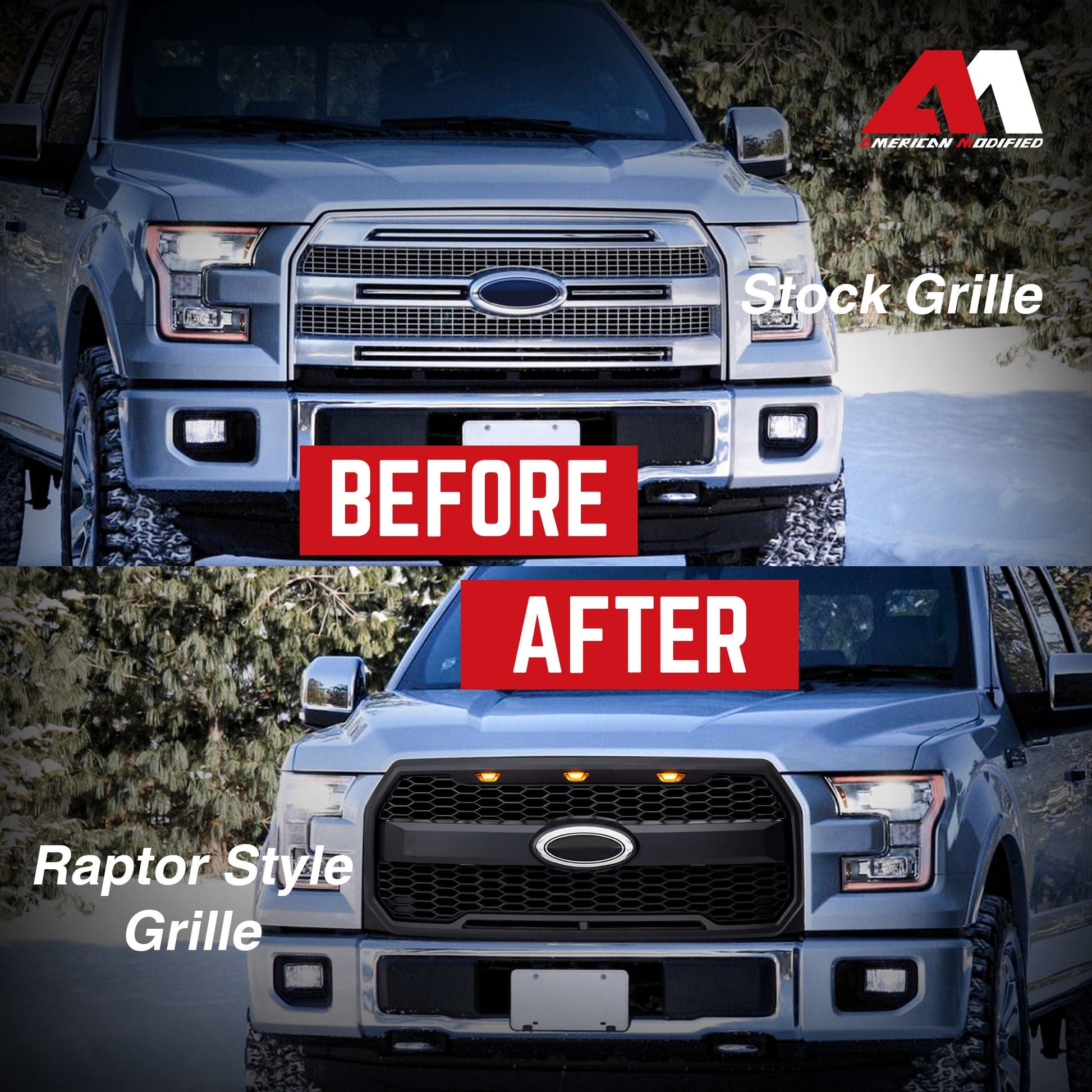 AMERICAN MODIFIED Raptor Style Mesh Grille for 2015-2017 Ford F150, Matte Black - Find Fresh Goods