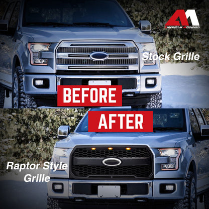AMERICAN MODIFIED Raptor Style Mesh Grille for 2015-2017 Ford F150, Matte Black - Find Fresh Goods