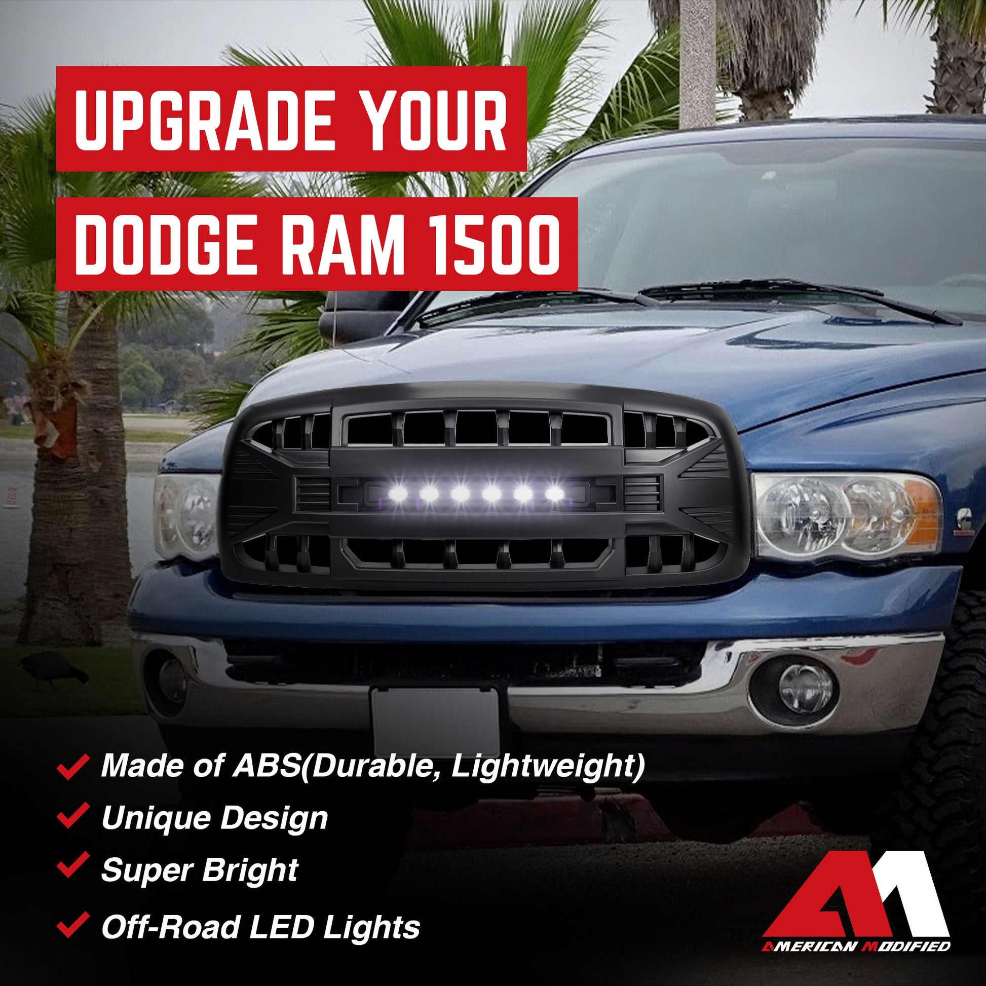 AMERICAN MODIFIED Armor Grille for 02-05 Dodge Ram 1500/2500/3500, Matte Black - Find Fresh Goods