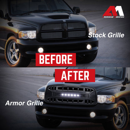 AMERICAN MODIFIED Armor Grille for 02-05 Dodge Ram 1500/2500/3500, Matte Black - Find Fresh Goods