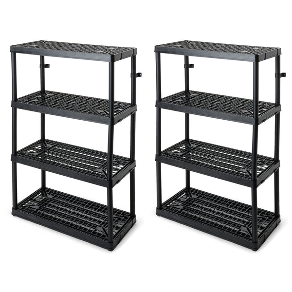 Gracious Living 4 Shelf Fixed Height Ventilated Heavy Duty Storage Unit, Black