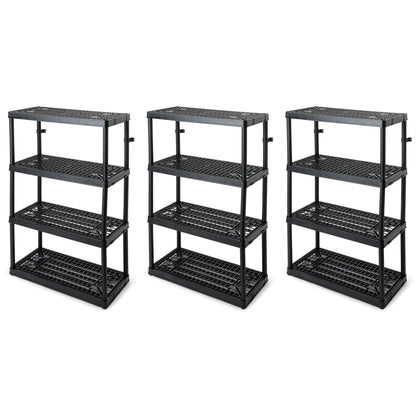 Gracious Living 4 Shelf Fixed Height Ventilated Heavy Duty Storage Unit, Black