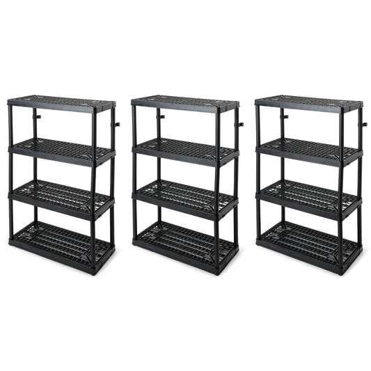 Gracious Living 4 Shelf Fixed Height Ventilated Heavy Duty Storage Unit, Black