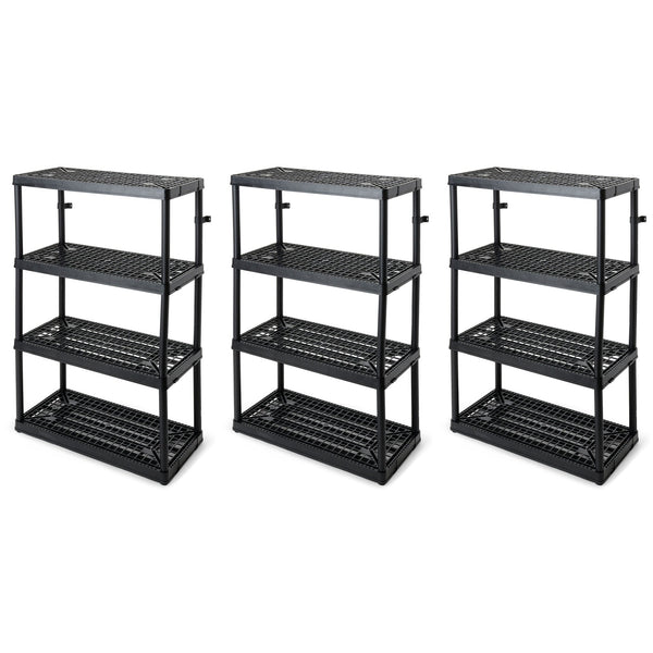 Gracious Living 4 Shelf Fixed Height Ventilated Heavy Duty Storage Unit, Black