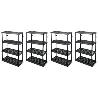 Gracious Living 4 Shelf Fixed Height Ventilated Heavy Duty Storage Unit, Black