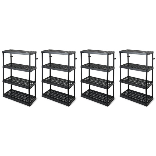 Gracious Living 4 Shelf Fixed Height Ventilated Heavy Duty Storage Unit, Black