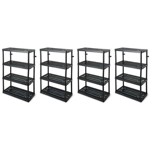Gracious Living 4 Shelf Fixed Height Ventilated Heavy Duty Storage Unit, Black