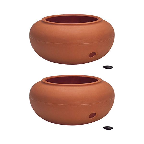 The HC Companies 21 Inch Garden Hose Holder Pot for 75 to 100 Ft Hoses (2 Pack)