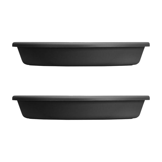 HC Companies Classic 21.13 Inch Round Saucer Tray for 24 Inch Plant Pot (2 Pack)