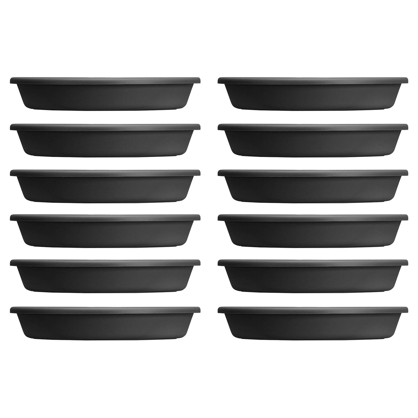 HC Companies Classic 21.13 Inch Round Saucer Tray for Pots, Black (12 Pack)
