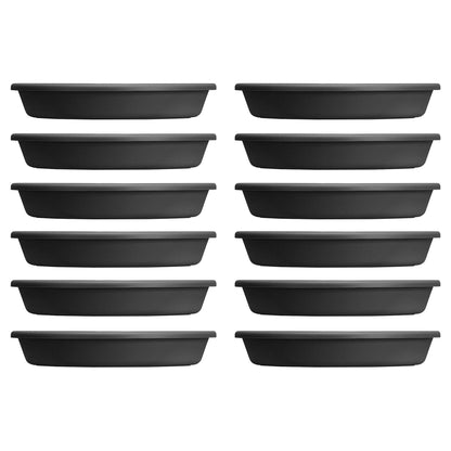 HC Companies Classic 21.13 Inch Round Saucer Tray for Pots, Black (12 Pack)