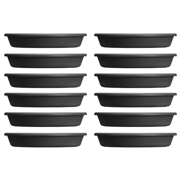 HC Companies Classic 21.13 Inch Round Saucer Tray for Pots, Black (12 Pack)
