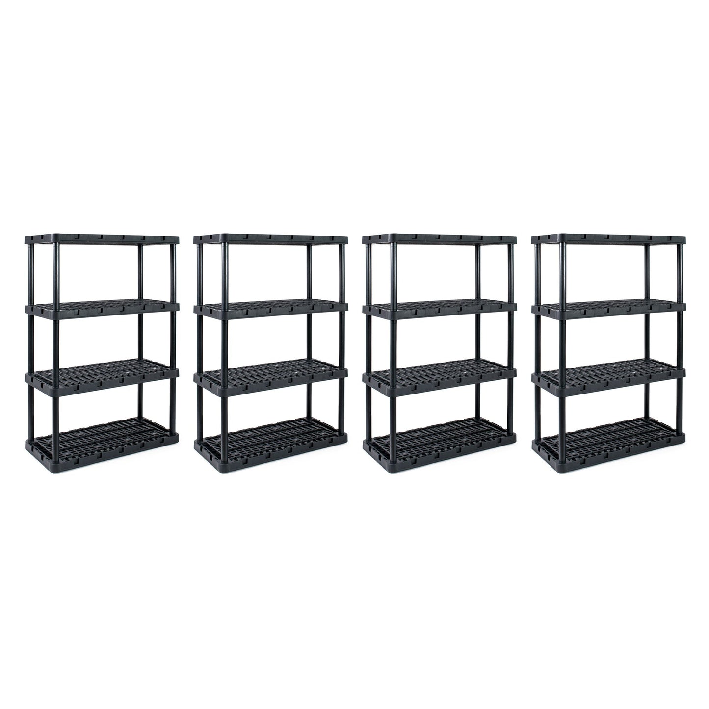 Gracious Living 4 Shelf Knect A Shelf Ventilated Storage Unit, Black (4 Pack)