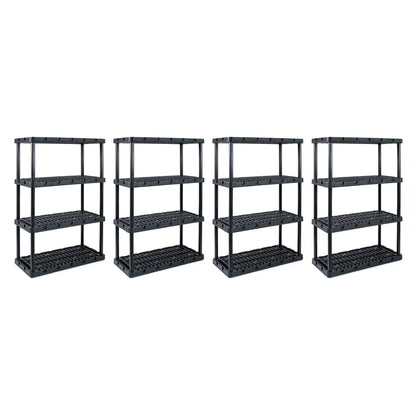 Gracious Living 4 Shelf Knect A Shelf Ventilated Storage Unit, Black (4 Pack)