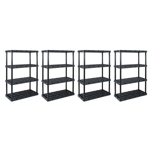 Gracious Living 4 Shelf Knect A Shelf Ventilated Storage Unit, Black (4 Pack)