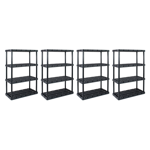 Gracious Living 4 Shelf Knect A Shelf Ventilated Storage Unit, Black (4 Pack)