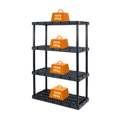 Gracious Living 4 Shelf Knect A Shelf Ventilated Storage Unit, Black (4 Pack)