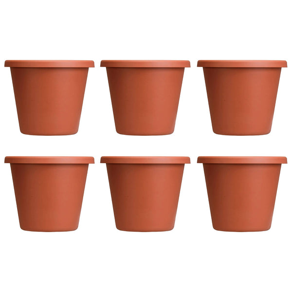 The HC Companies 12 In Plastic Classic Flower Pot Planter, Terra Cotta (6 Pack)