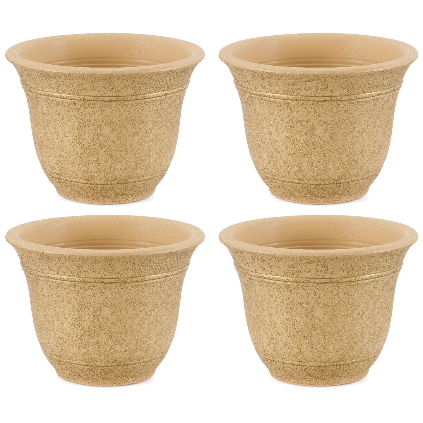 HC Companies Sierra 10 Inch Round Garden Planter Pot, Arizona Sand (4 Pack)