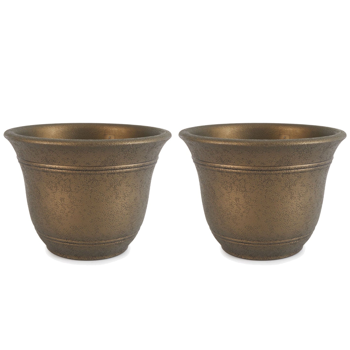 HC Companies Sierra 10 Inch Round Garden Planter Pot, Celtic Bronze (2 Pack)