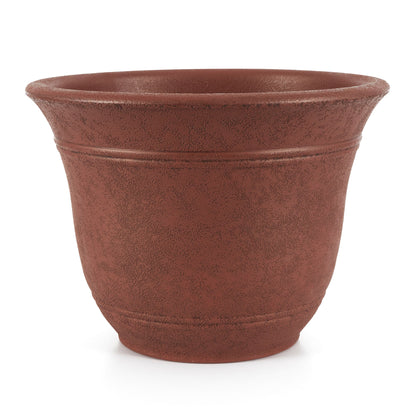 HC Companies Sierra 13 In Round Garden Planter Pot, Rustic Redstone (4 Pack)