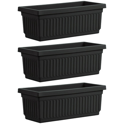 HC Companies 30 Inch Fluted Plastic Venetian Garden Flower Window Box (3 Pack)