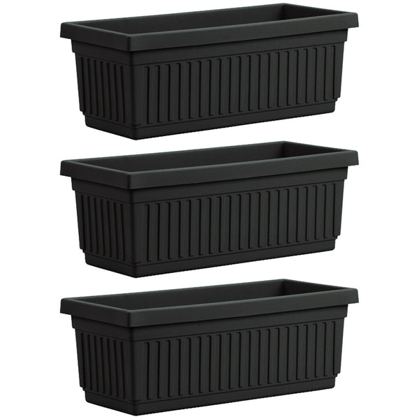 HC Companies 30 Inch Fluted Plastic Venetian Garden Flower Window Box (3 Pack)