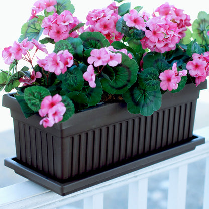 HC Companies 30 Inch Fluted Plastic Venetian Garden Flower Window Box (3 Pack)